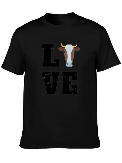Camiseta Negra con Diseño de Vaca LOVE
