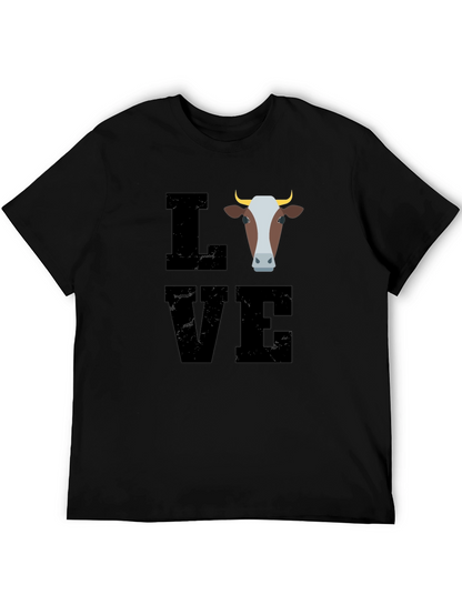 Camiseta Negra con Diseño de Vaca LOVE