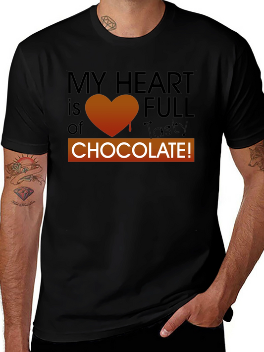 Camiseta Negra Mi Corazón Lleno de Chocolate