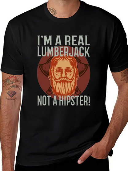 Camiseta Negra: Leñador Auténtico No Hipster