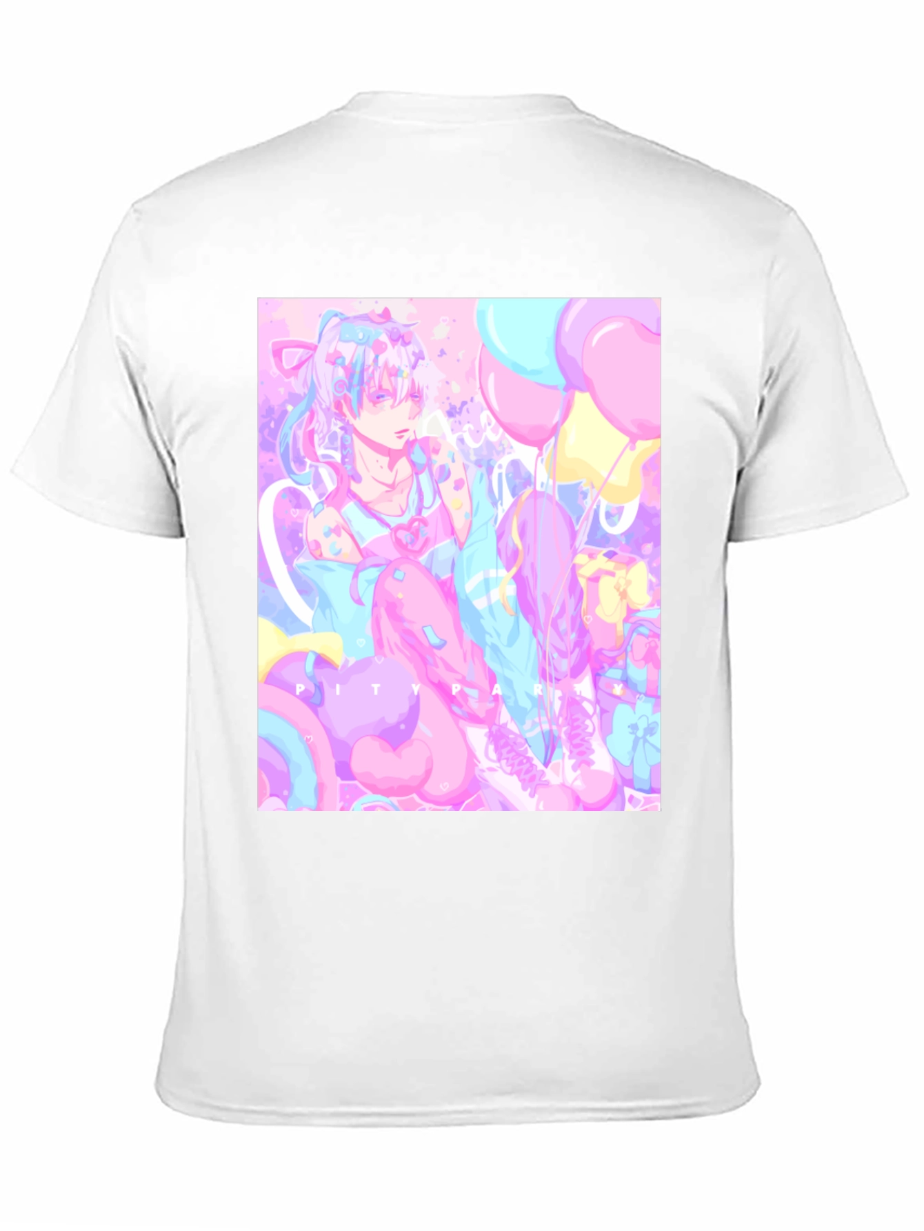 Camiseta Negra con Diseño Artístico Pastel