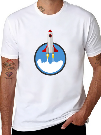 Camiseta Negra con Diseño de Cohete Espacial