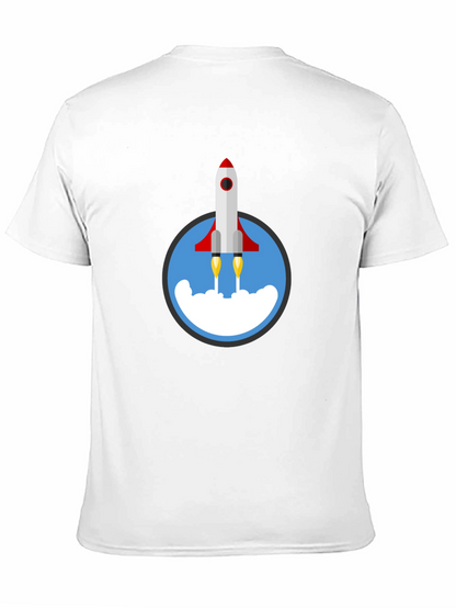 Camiseta Negra con Diseño de Cohete Espacial