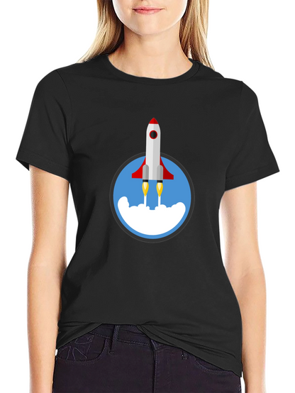 Camiseta Negra con Diseño de Cohete Espacial