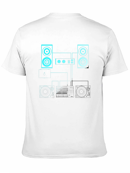 Camiseta Negra con Diseño de Equipo de DJ
