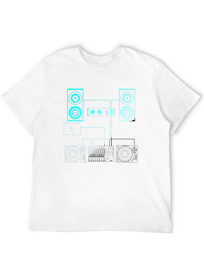 Camiseta Negra con Diseño de Equipo de DJ