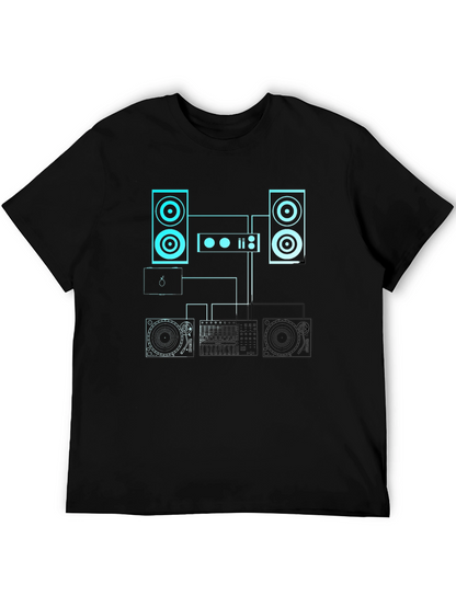 Camiseta Negra con Diseño de Equipo de DJ
