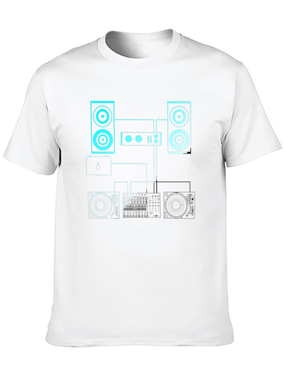Camiseta Negra con Diseño de Equipo de DJ
