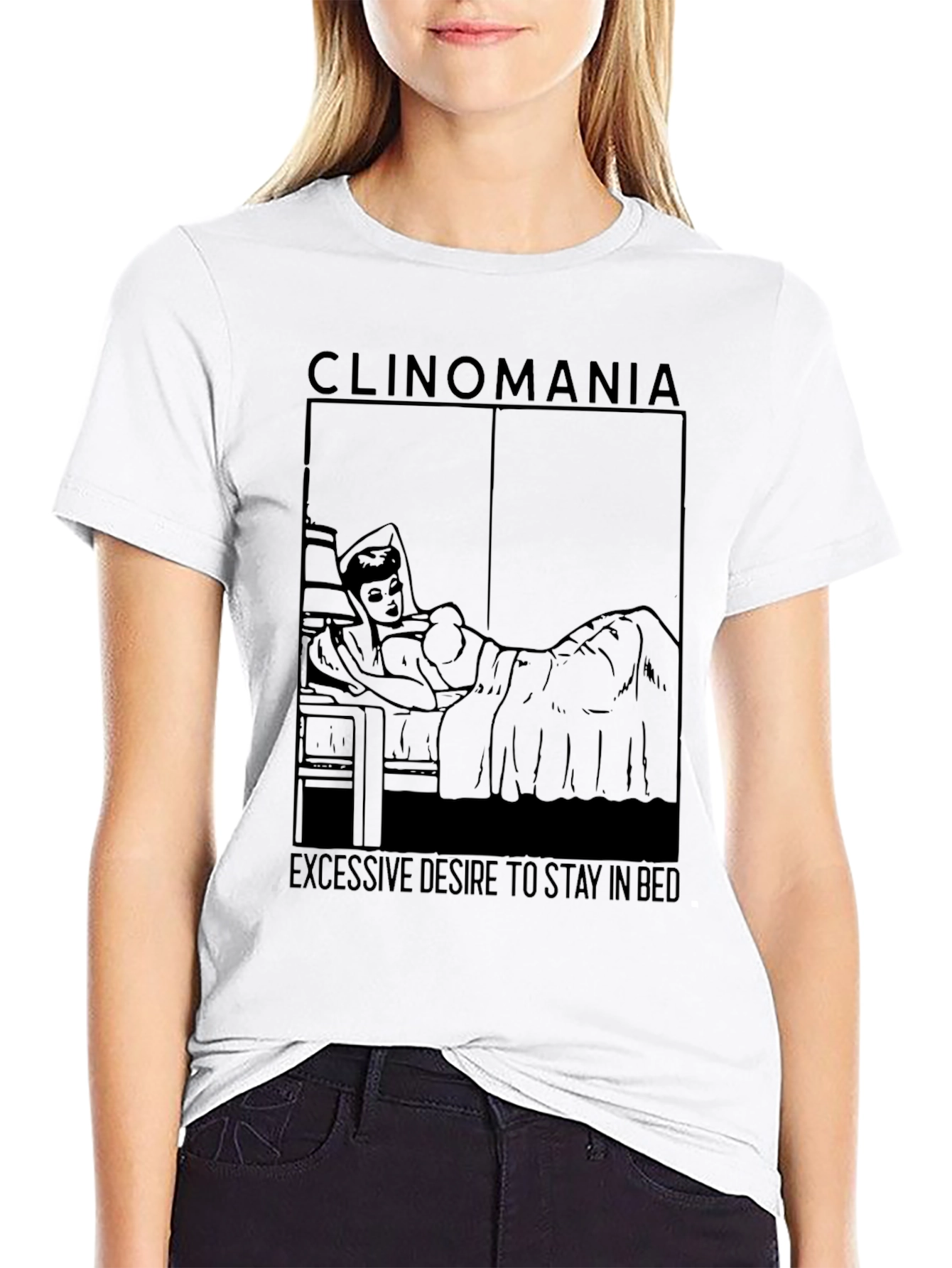 Camiseta Negra Clinomanía - Deseo de Quedarse en Cama