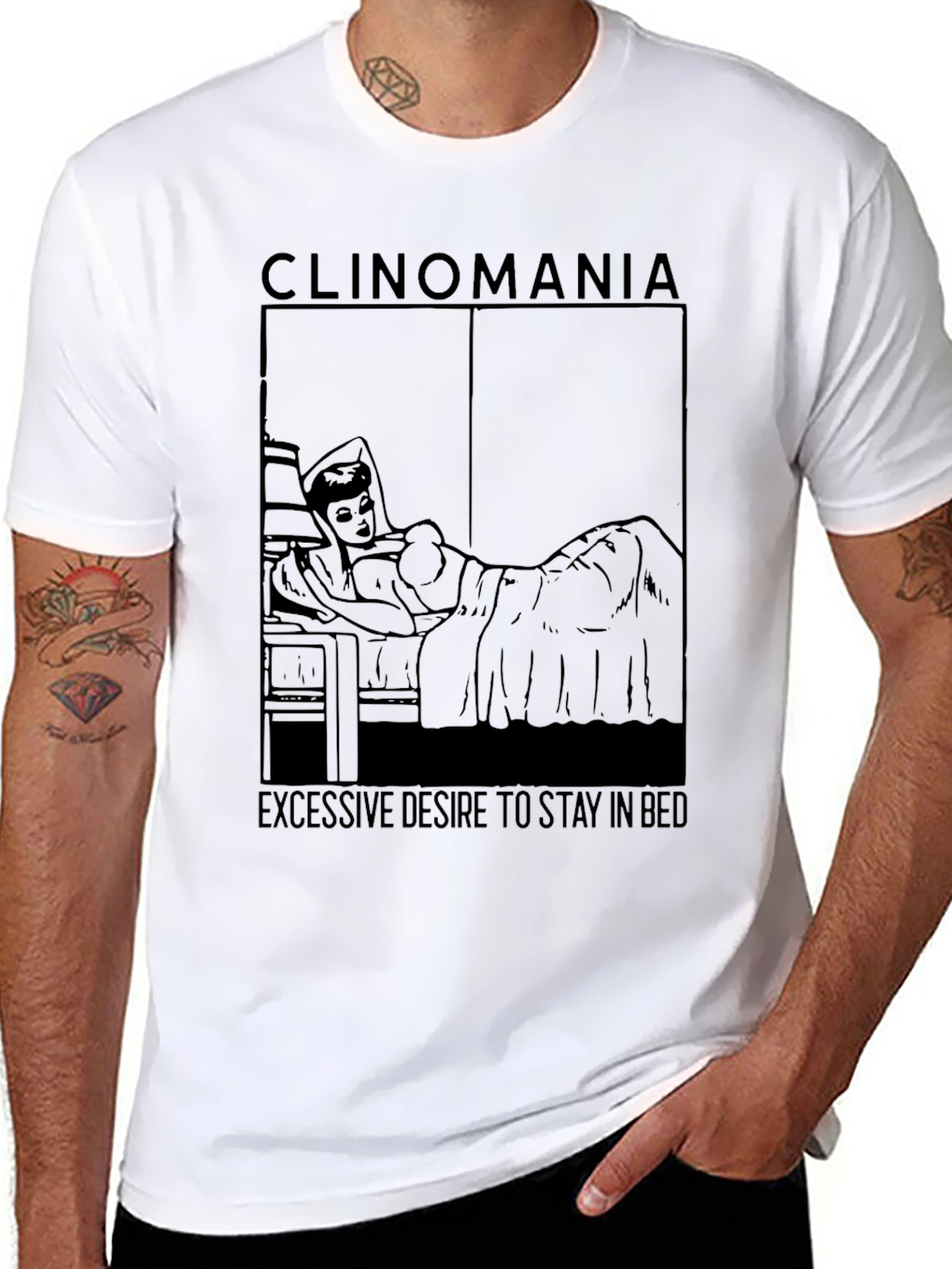 Camiseta Negra Clinomanía - Deseo de Quedarse en Cama