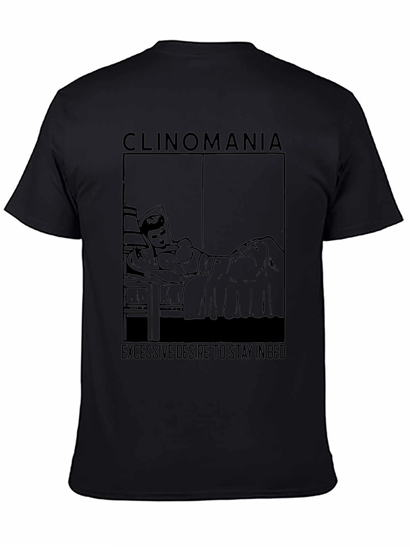 Camiseta Negra Clinomanía - Deseo de Quedarse en Cama