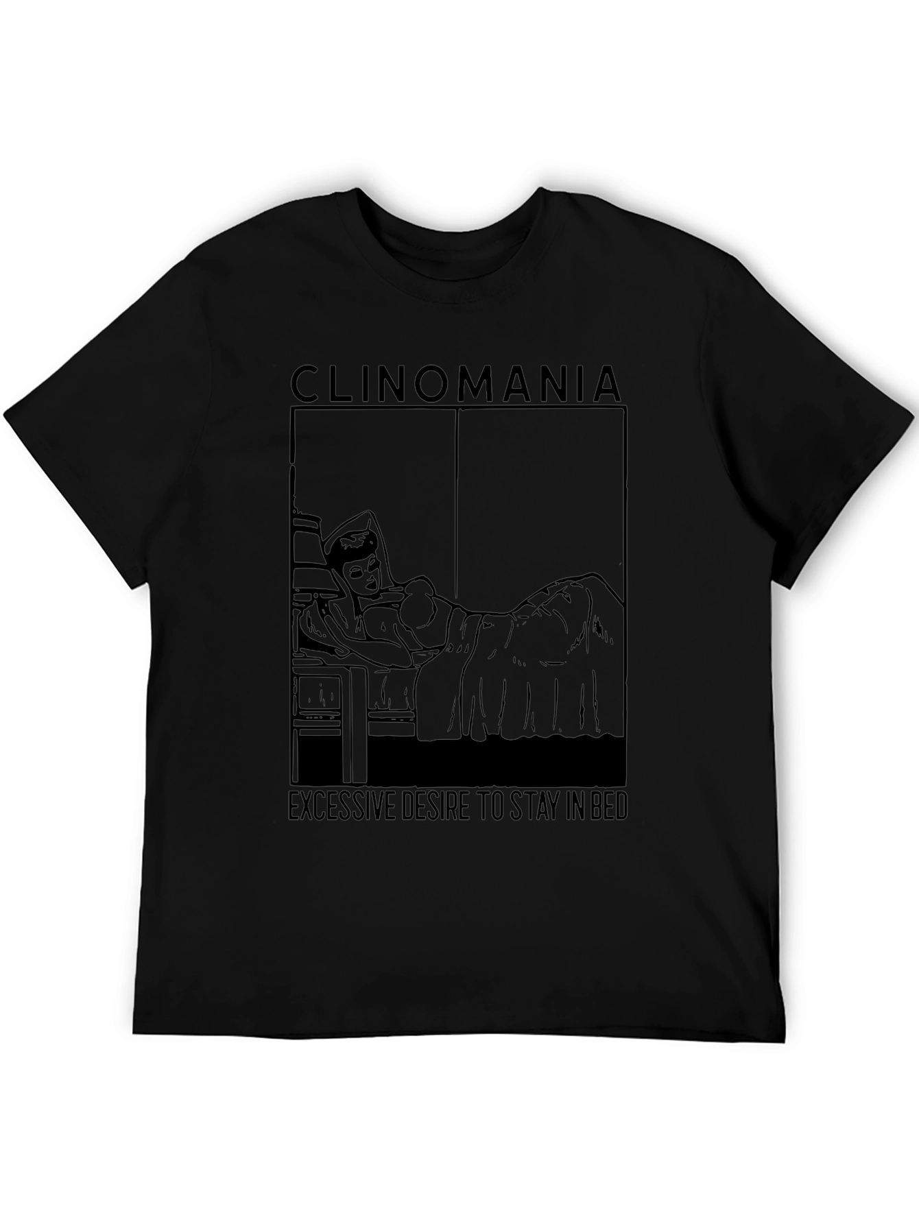 Camiseta Negra Clinomanía - Deseo de Quedarse en Cama
