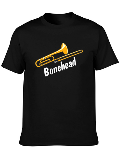 Camiseta Negra Bonehead Trombonista - Diseño Único