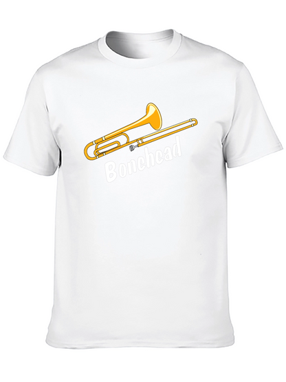 Camiseta Negra Bonehead Trombonista - Diseño Único