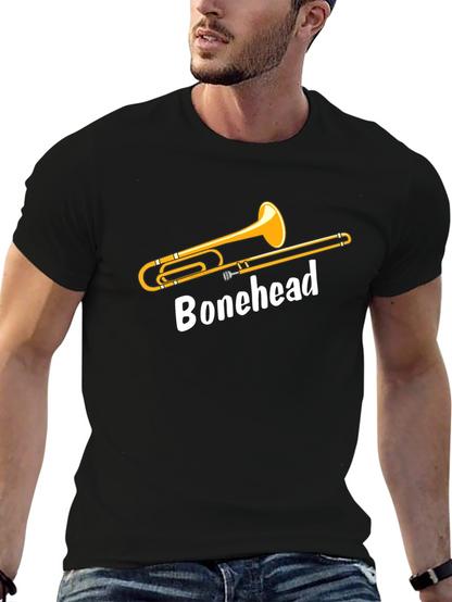 Camiseta Negra Bonehead Trombonista - Diseño Único