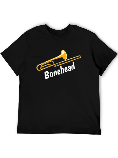 Camiseta Negra Bonehead Trombonista - Diseño Único