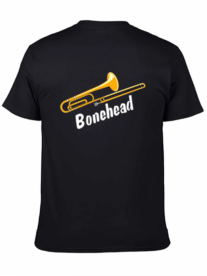 Camiseta Negra Bonehead Trombonista - Diseño Único