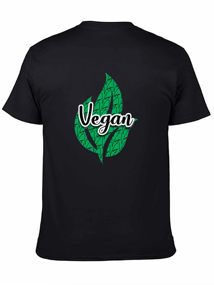 Camiseta Negra Vegana con Diseño de Hojas
