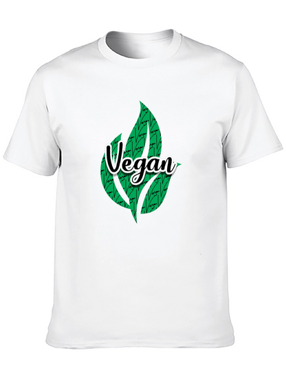 Camiseta Negra Vegana con Diseño de Hojas