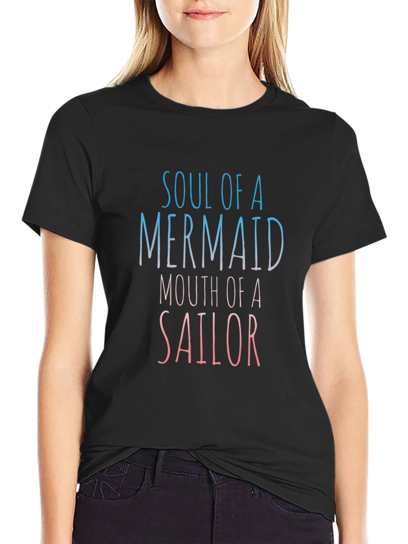 Camiseta Negra: Alma de Sirena Boca de Marinero