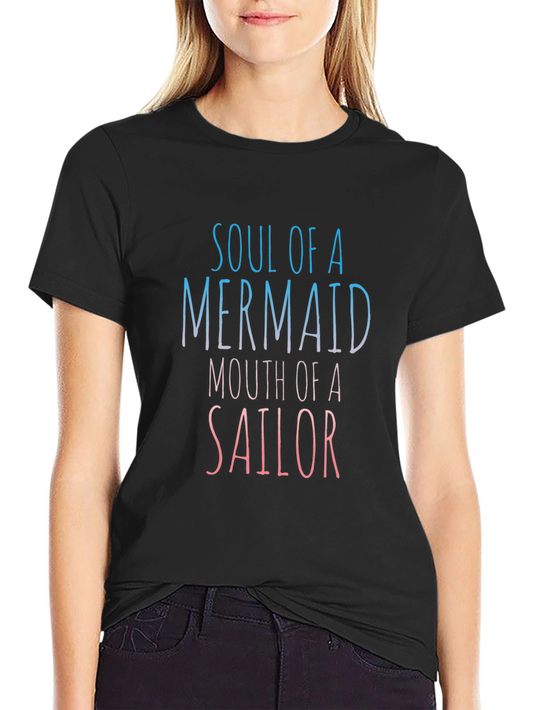 Camiseta Negra: Alma de Sirena Boca de Marinero