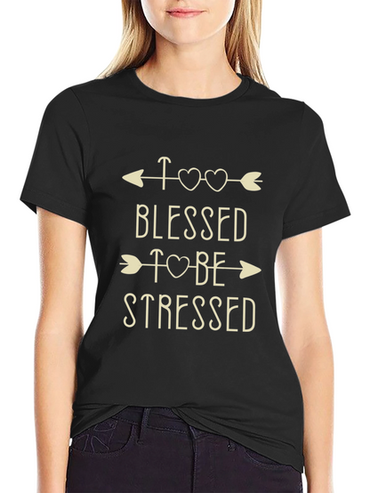 Camiseta Negra con Diseño Blessed To Be Stressed