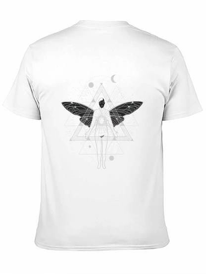 Camiseta Negra con Diseño Místico de Alas de Hada