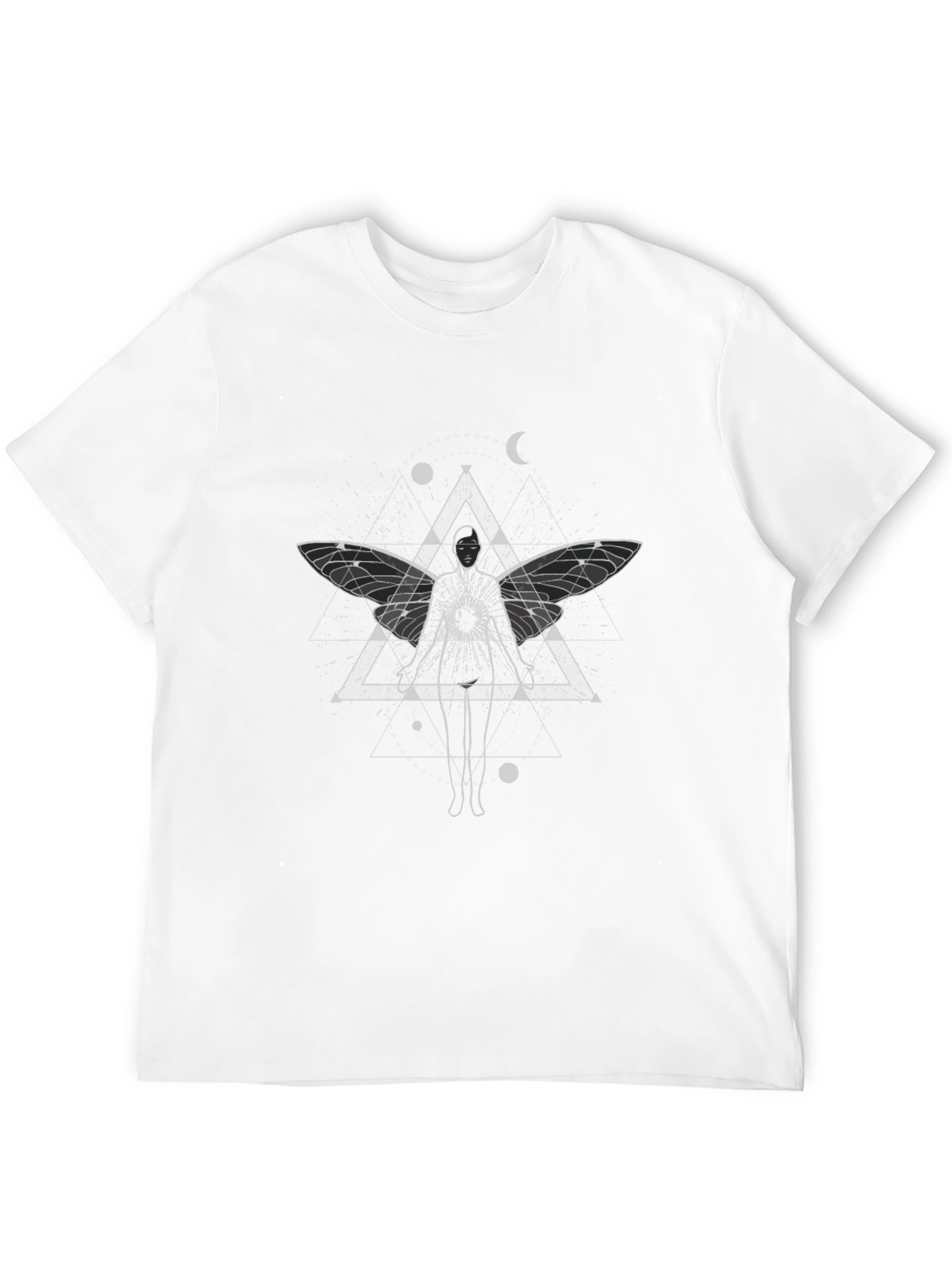 Camiseta Negra con Diseño Místico de Alas de Hada