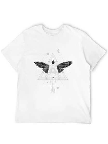 Camiseta Negra con Diseño Místico de Alas de Hada