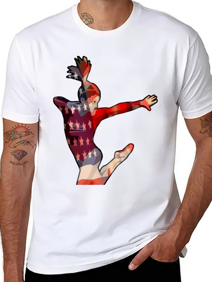 Camiseta Negra con Diseño de Gimnasta Americana