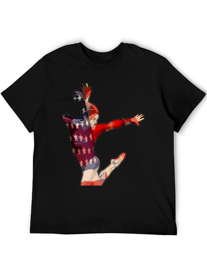 Camiseta Negra con Diseño de Gimnasta Americana