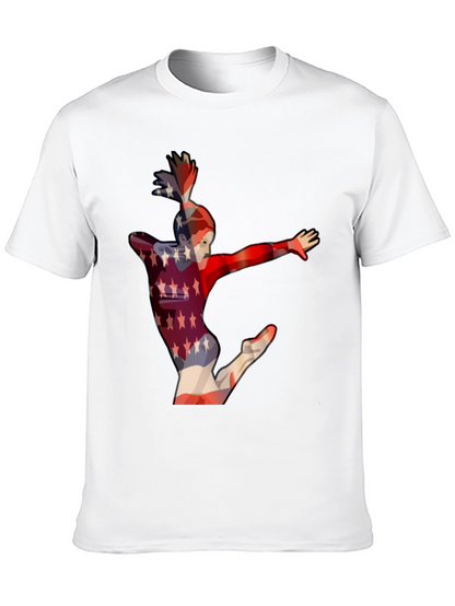 Camiseta Negra con Diseño de Gimnasta Americana