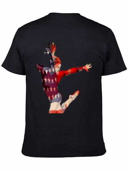 Camiseta Negra con Diseño de Gimnasta Americana