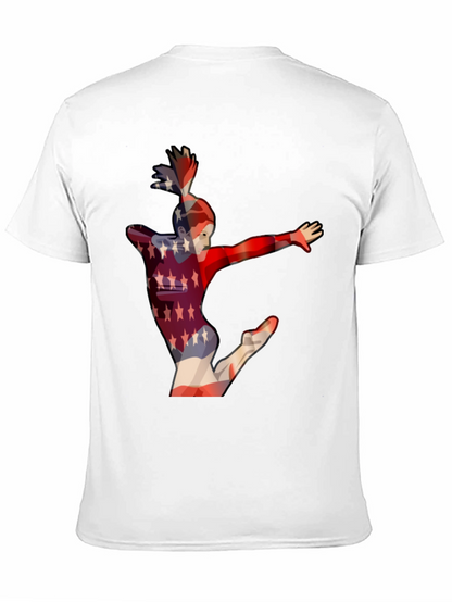 Camiseta Negra con Diseño de Gimnasta Americana