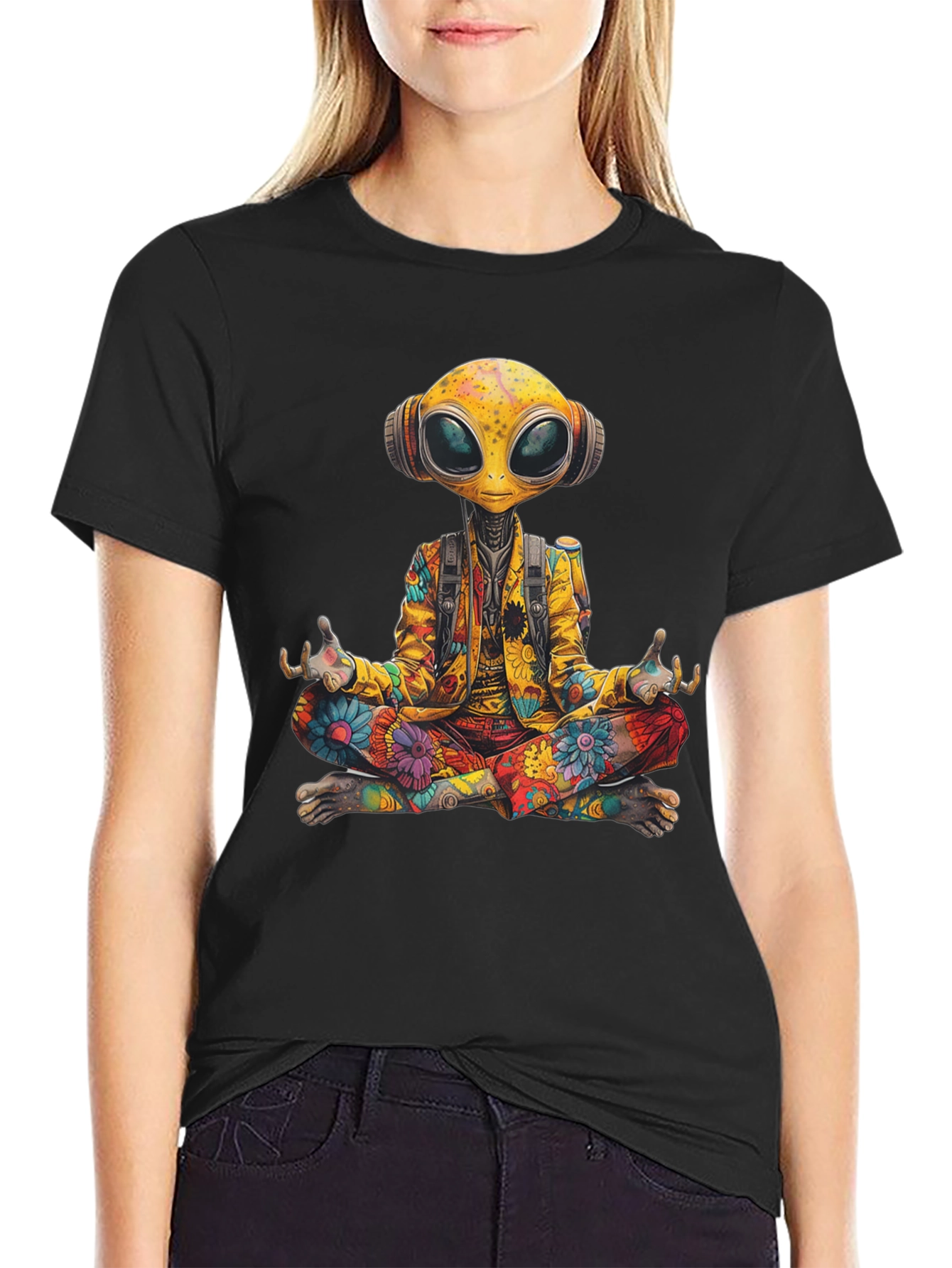 Camiseta Alien Hippie Meditando