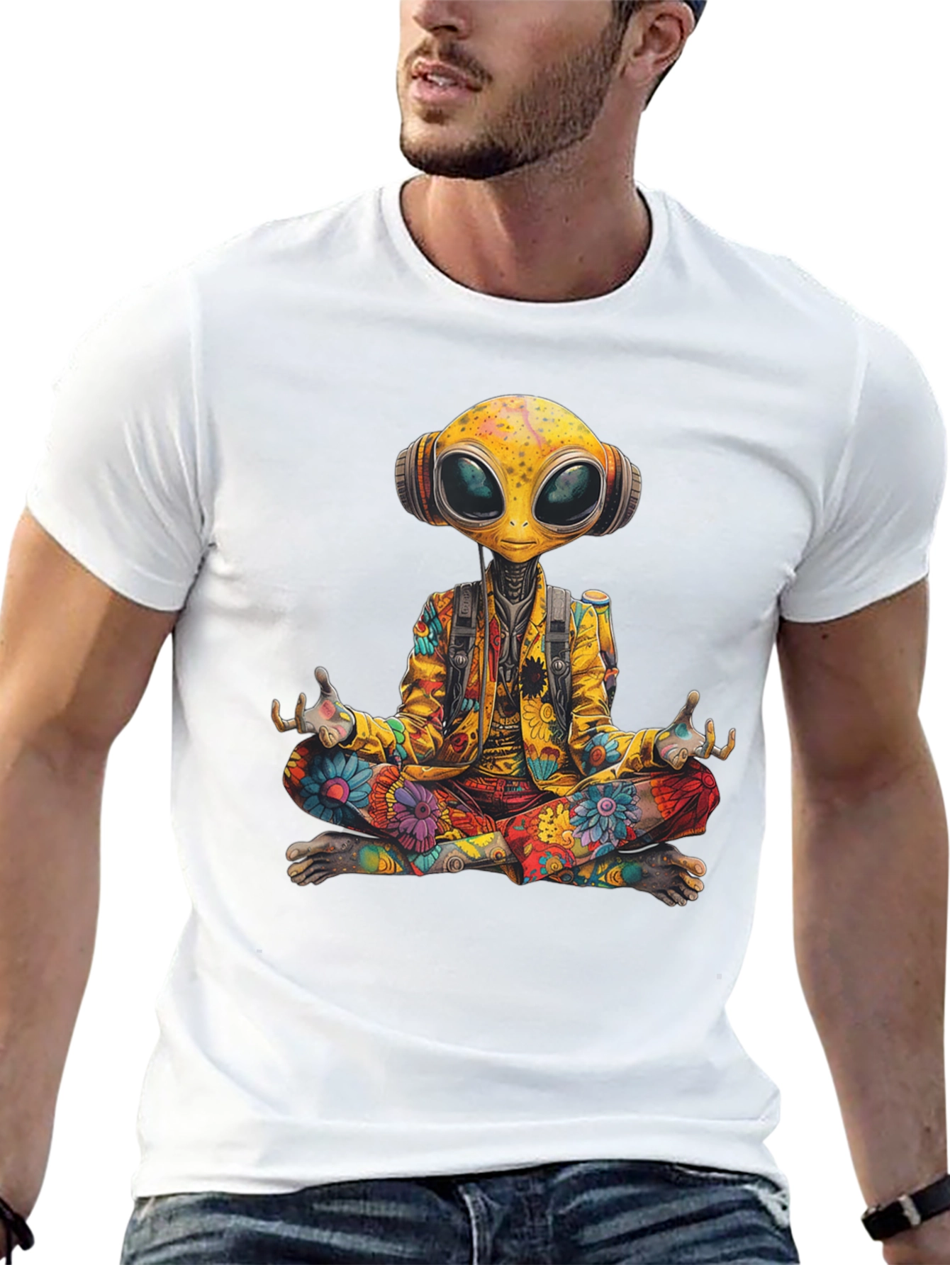Camiseta Alien Hippie Meditando