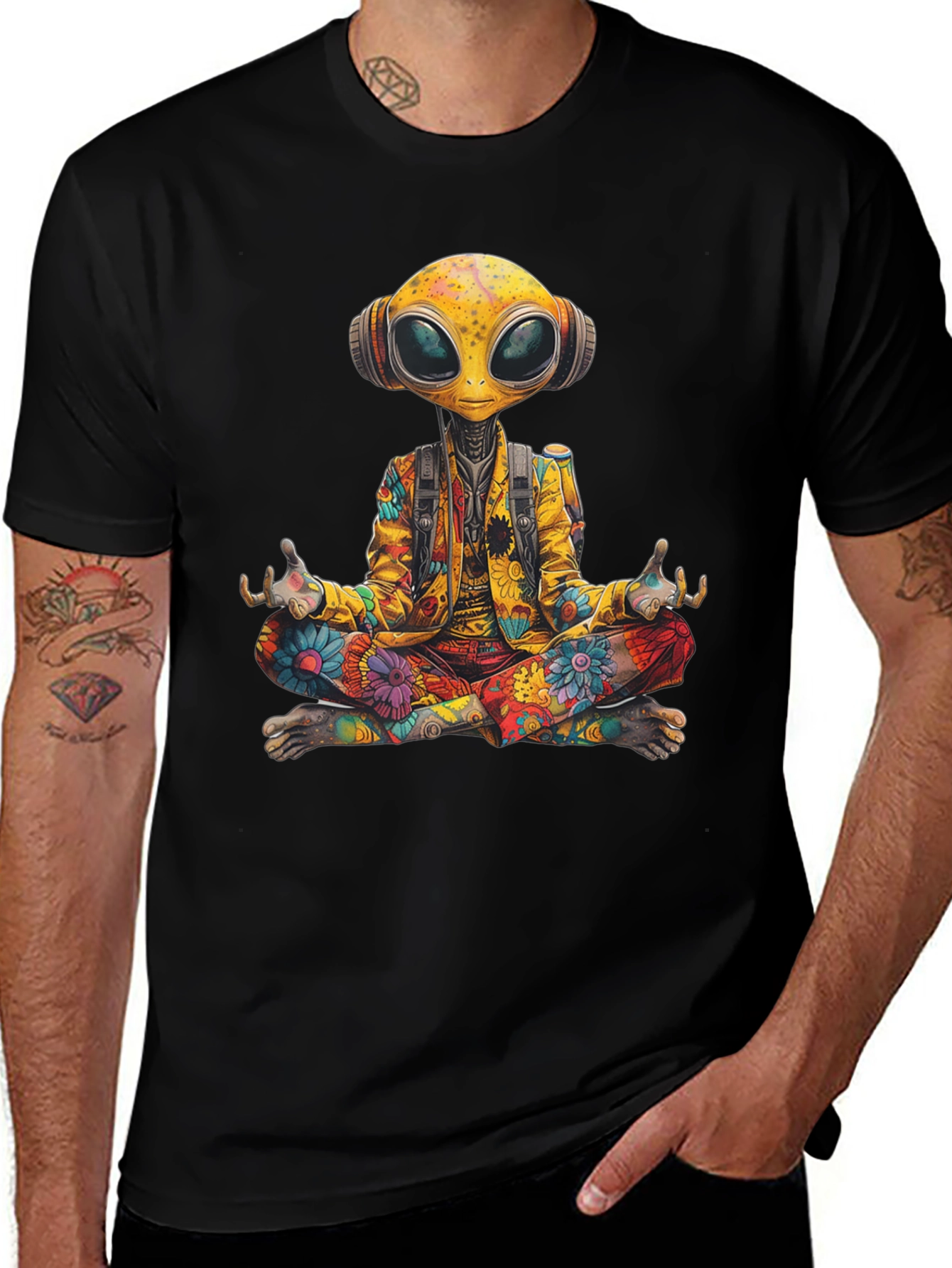 Camiseta Alien Hippie Meditando