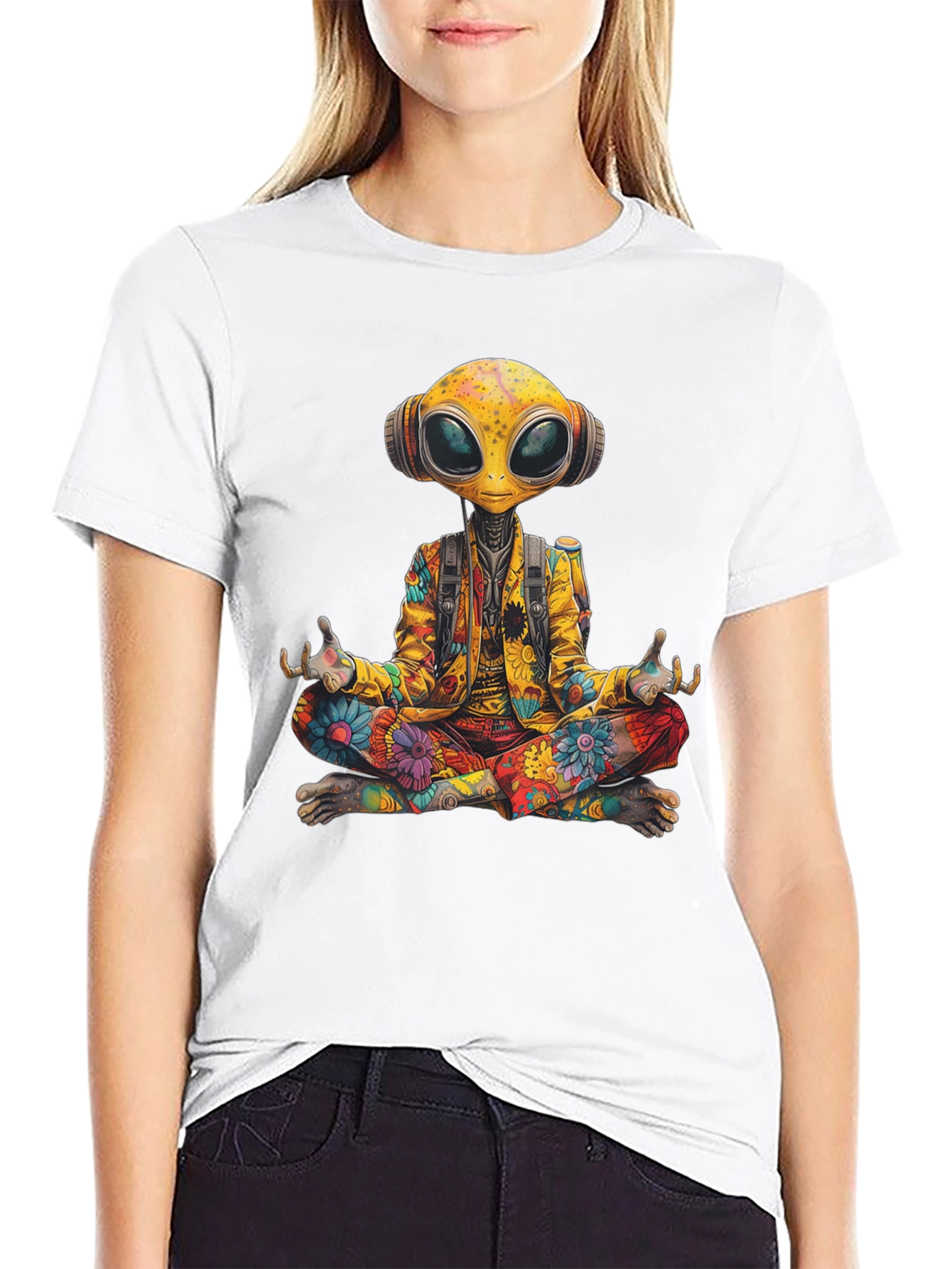 Camiseta Alien Hippie Meditando