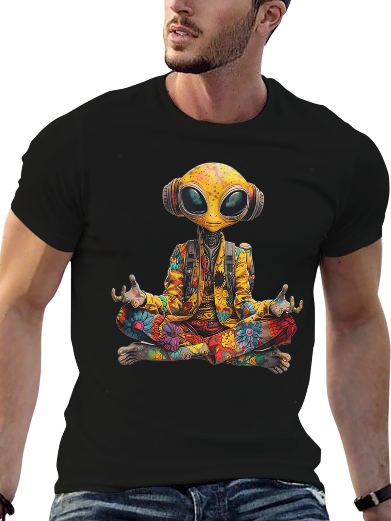 Camiseta Alien Hippie Meditando