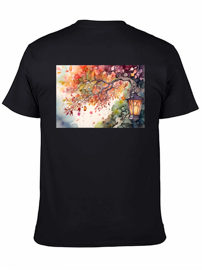Camiseta Negra con Diseño de Otoño