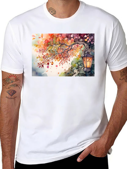 Camiseta Negra con Diseño de Otoño