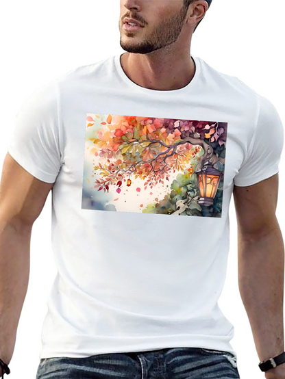 Camiseta Negra con Diseño de Otoño