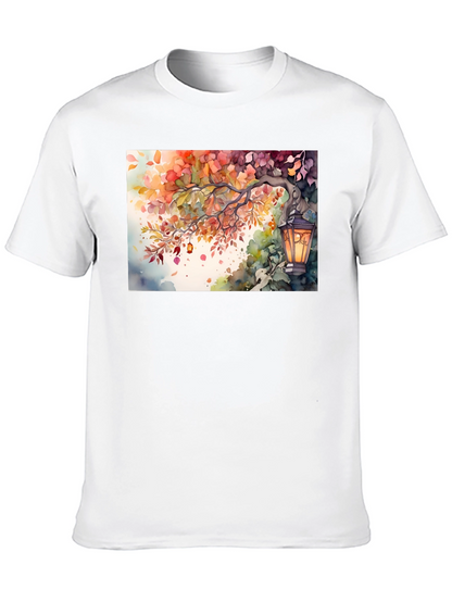 Camiseta Negra con Diseño de Otoño