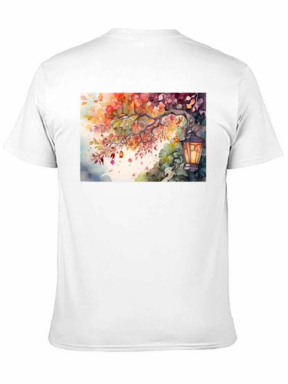 Camiseta Negra con Diseño de Otoño