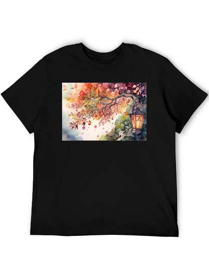 Camiseta Negra con Diseño de Otoño