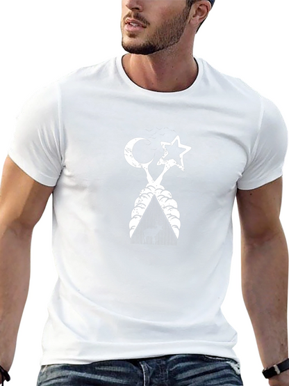 Camiseta Negra con Diseño Luna Estrella y Ciervo