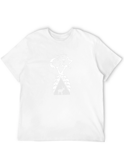 Camiseta Negra con Diseño Luna Estrella y Ciervo
