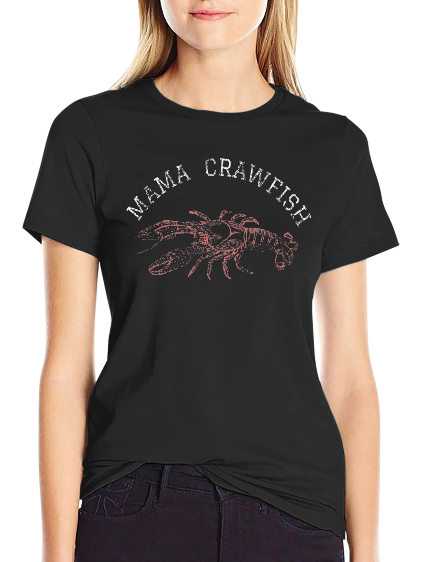 Camiseta Negra Mama Crawfish para Amantes de los Mariscos