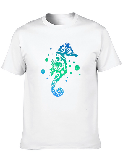 Camiseta Negra Estampado Hipocampo Tribal