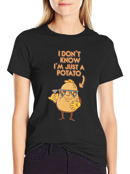 Camiseta Negra con Diseño de Papa Divertida